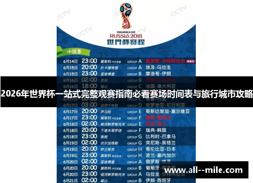 2026年世界杯一站式完整观赛指南必看赛场时间表与旅行城市攻略